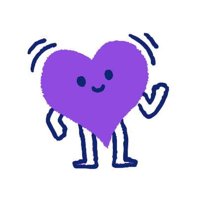 A cartoon heart smiling and waving.