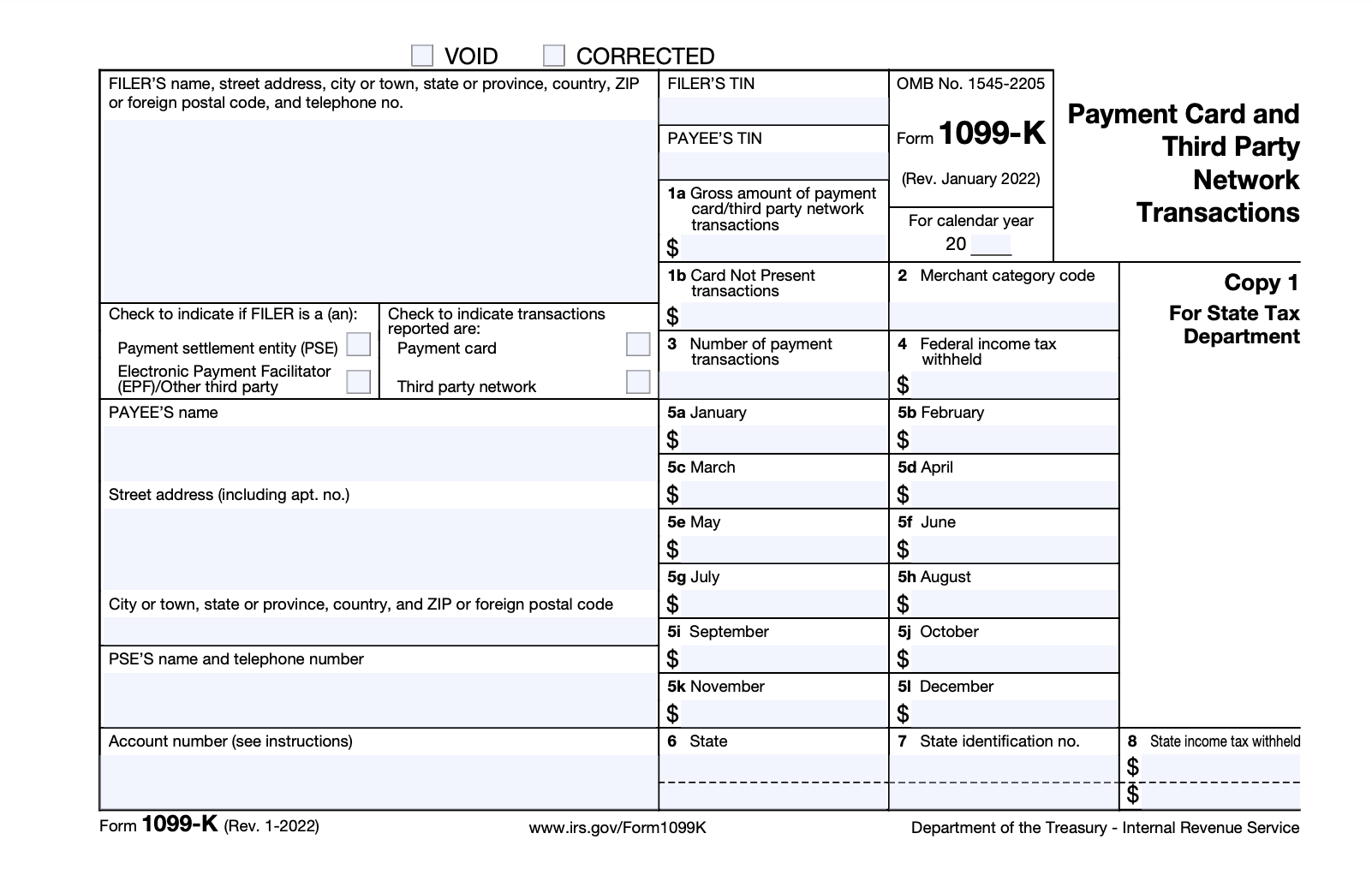 Sample of Form 1099-K