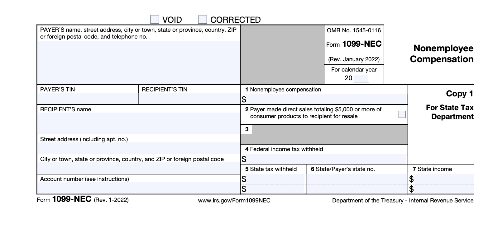 Sample of Form 1099-NEC